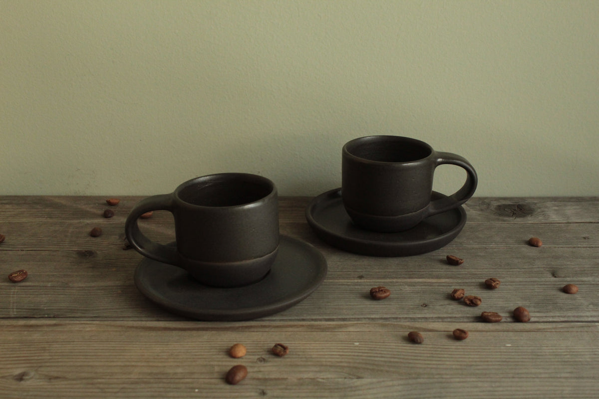 Black espresso cup
