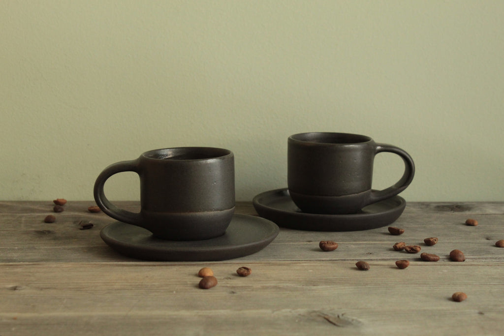 Black espresso cup
