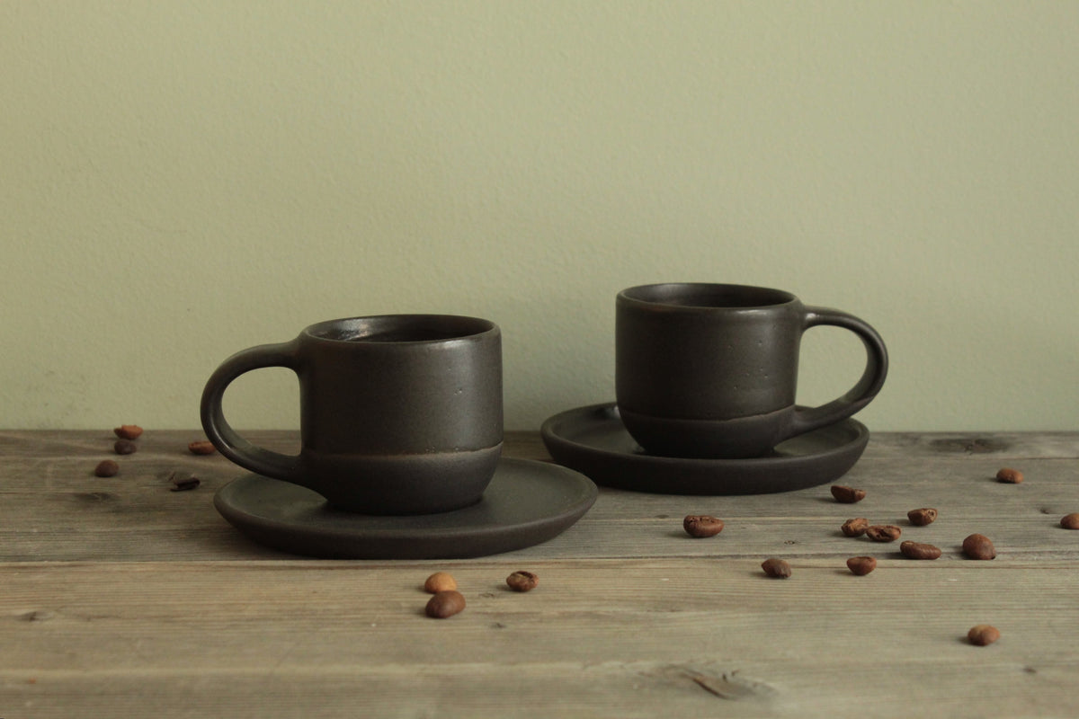 Black espresso cup