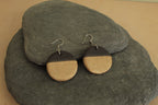Black and light brown circle dangling earrings
