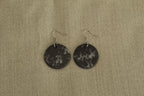 Black and white porcelain circle dangling earrings
