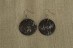 Black and white porcelain circle dangling earrings
