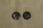 Black and white porcelain circle dangling earrings
