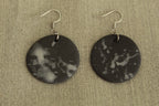 Black and white porcelain circle dangling earrings