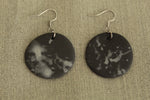 Load image into Gallery viewer, Black and white porcelain circle dangling earrings
