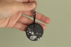 Black and white porcelain dangling earrings with cord