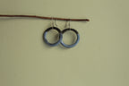 Black and blue hoop dangling earrings