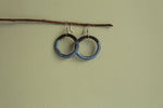 Load image into Gallery viewer, Black and blue hoop dangling earrings
