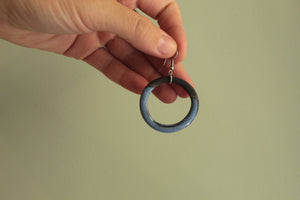 Black and blue hoop dangling earrings