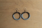 Black and blue hoop dangling earrings