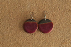 Black and ruby circle dangling earrings