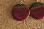 Black and ruby circle dangling earrings