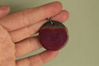 Black and ruby circle dangling earrings