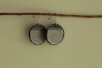 Black and dark sage circle dangling earrings