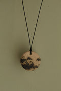 Beige with dark green design circle necklace