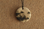 Beige with dark green design circle necklace