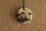 Load image into Gallery viewer, Beige with dark green design circle necklace
