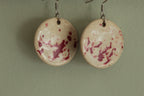 Beige with red design circle dangling earrings