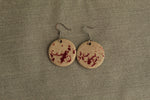 Load image into Gallery viewer, Beige with red design circle dangling earrings
