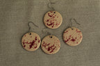Beige with red design circle dangling earrings