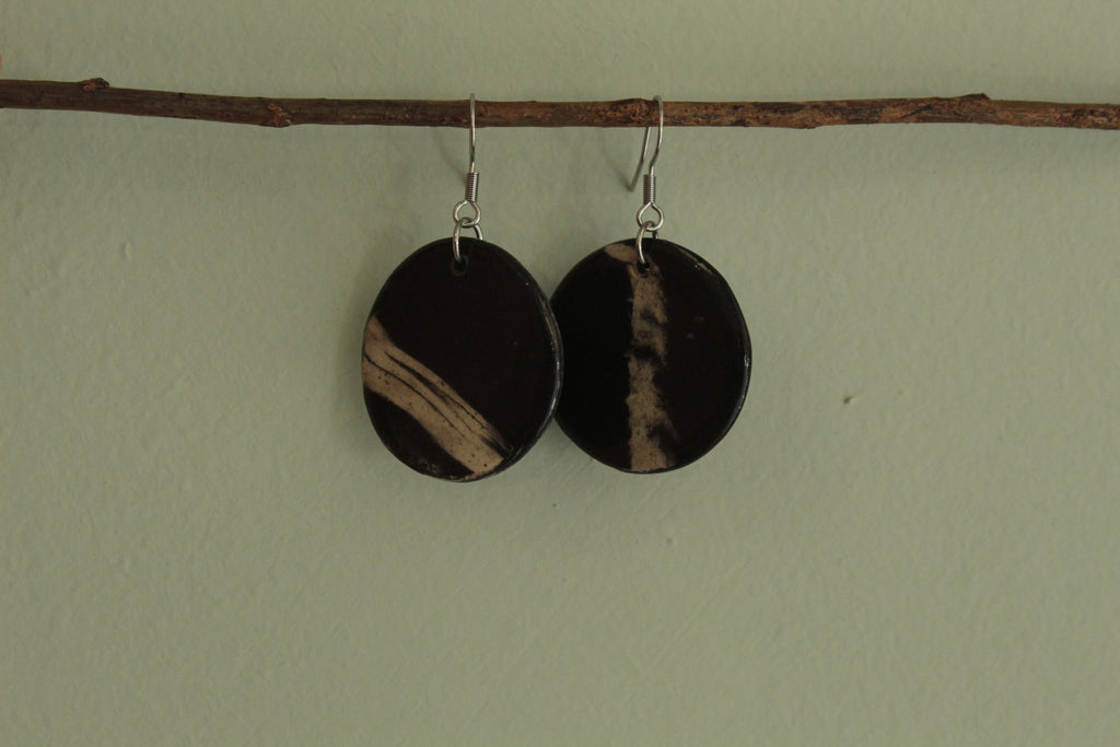 Marble circle dangling earrings
