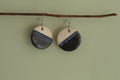 Three-colored circle dangling earrings