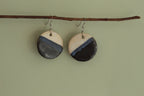 Three-colored circle dangling earrings