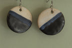 Three-colored circle dangling earrings