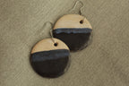 Three-colored circle dangling earrings