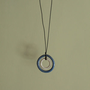 Blue and white hoop necklace