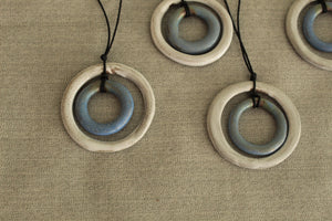 White and blue hoop necklace