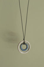 Load image into Gallery viewer, White and blue hoop necklace
