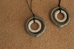 Sage green and white hoop necklace