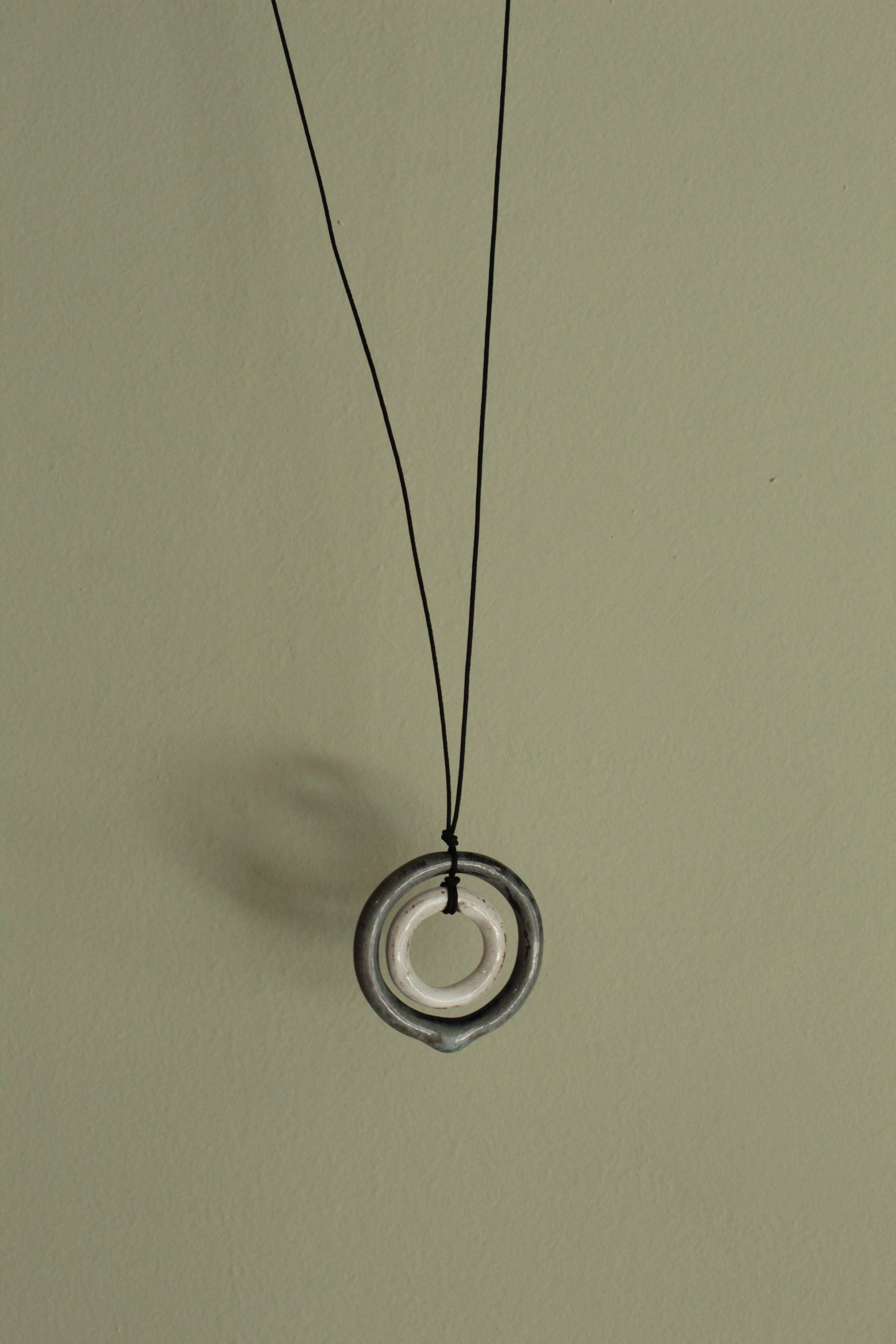 Sage green and white hoop necklace