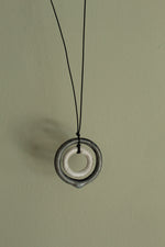 Load image into Gallery viewer, Sage green and white hoop necklace
