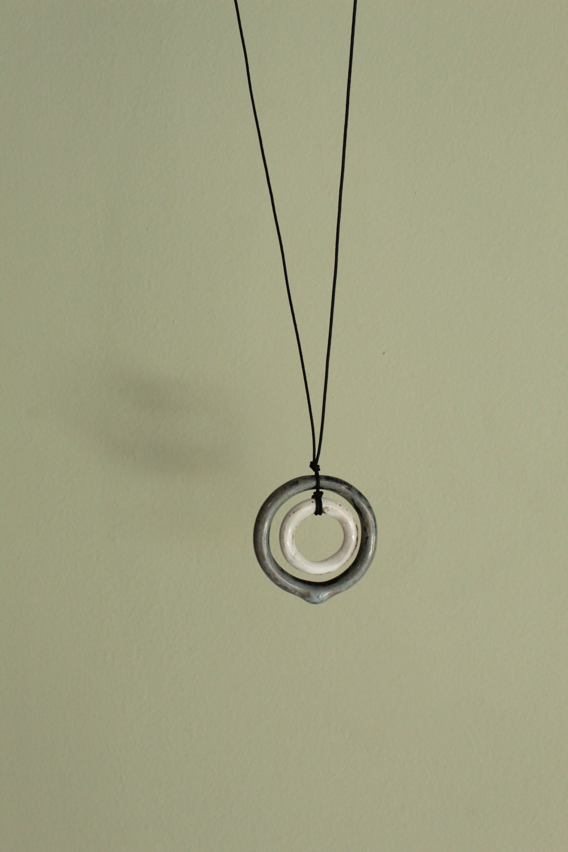 Sage green and white hoop necklace