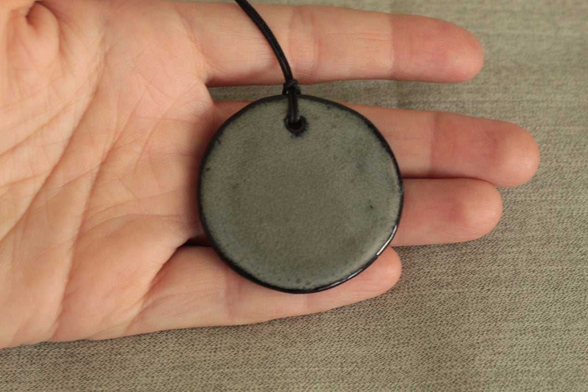 Dark sage green circle necklace