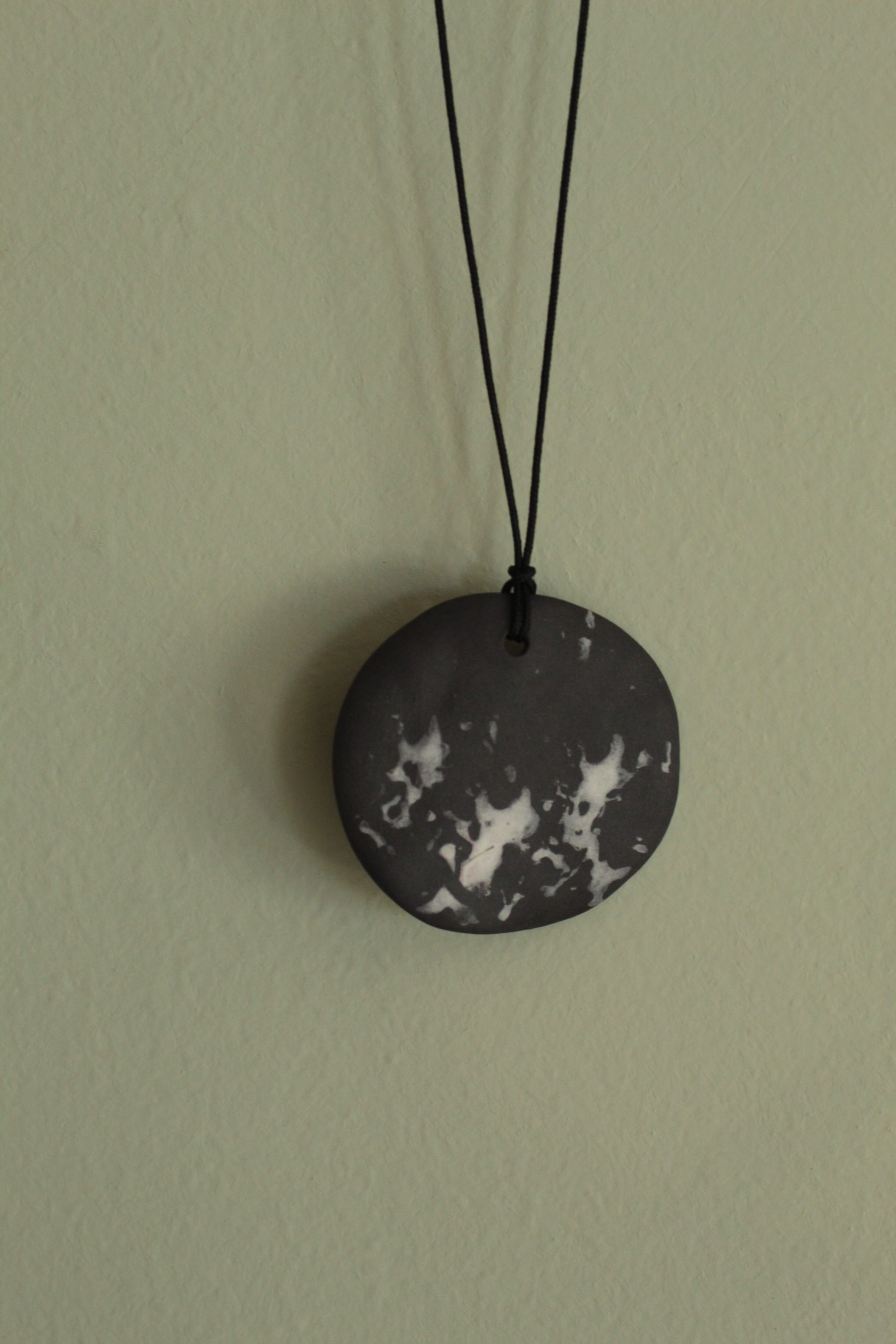 Black and white porcelain circle necklace