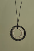 Black and white hoops porcelain necklace with white design