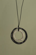 Black and white hoops porcelain necklace with white design