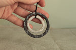 Load image into Gallery viewer, Black and white hoops porcelain necklace
