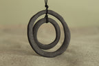 Black hoops porcelain necklace with texture