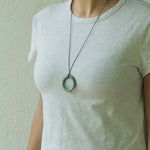 Load image into Gallery viewer, Green hoop necklace
