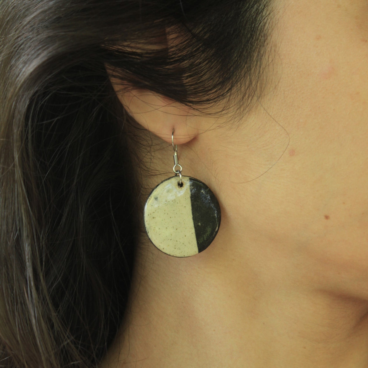 Marble circle dangling earrings