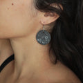 Black and white porcelain circle dangling earrings