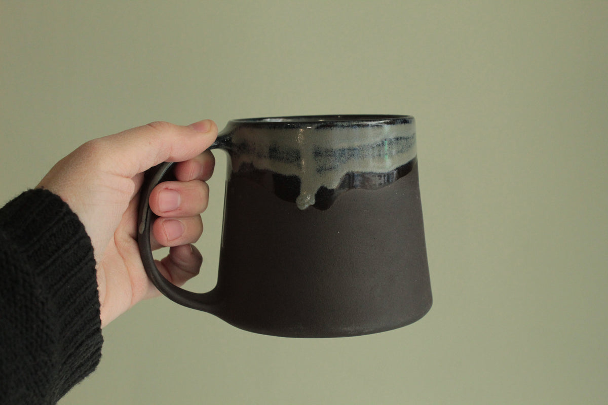 400ml Dark sage mug with drippings
