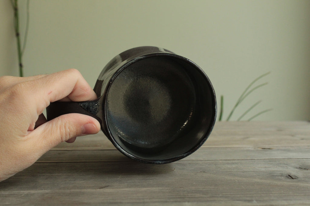 Dark sage mug with texture and drippings