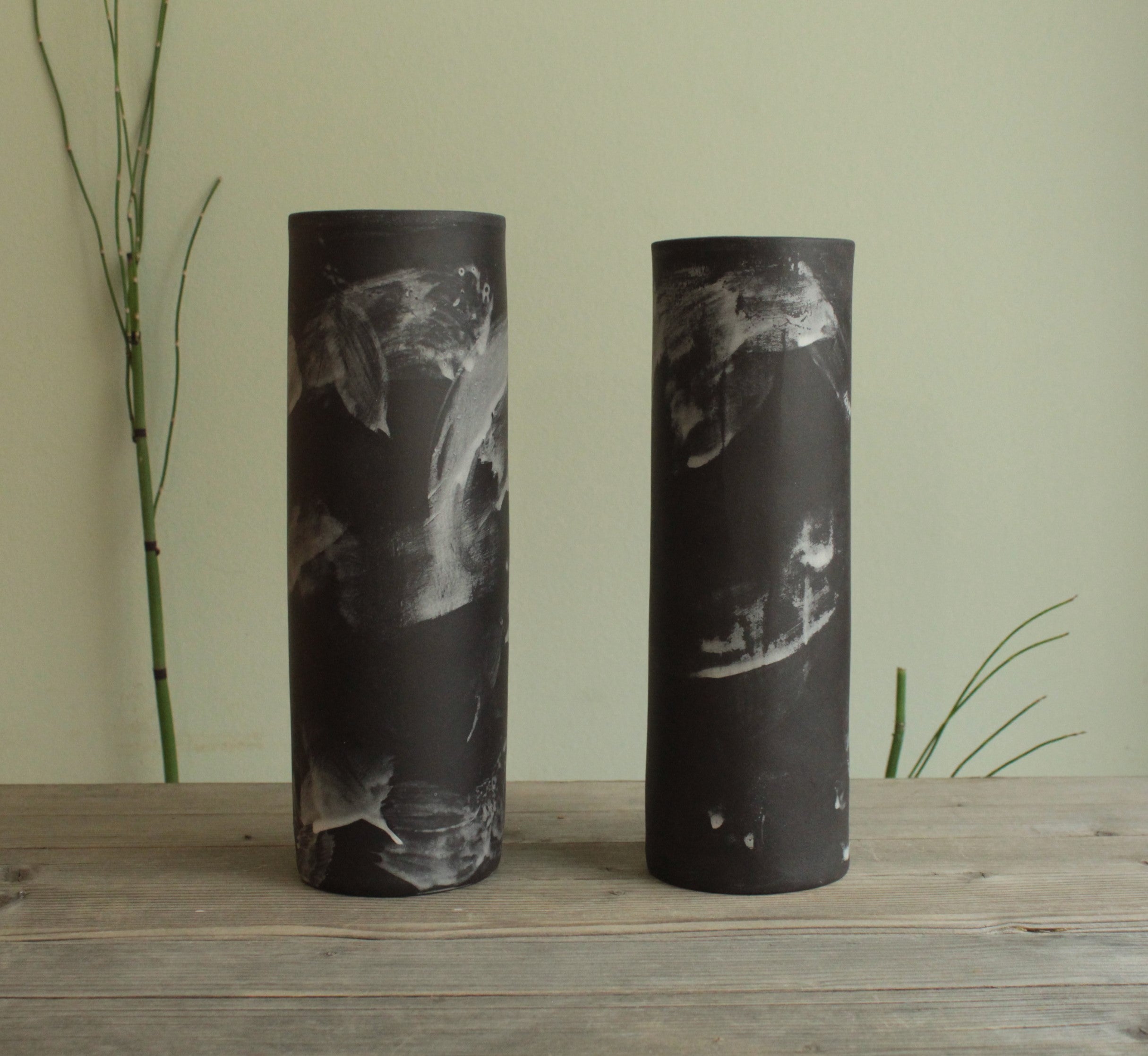 Black cylinder vase