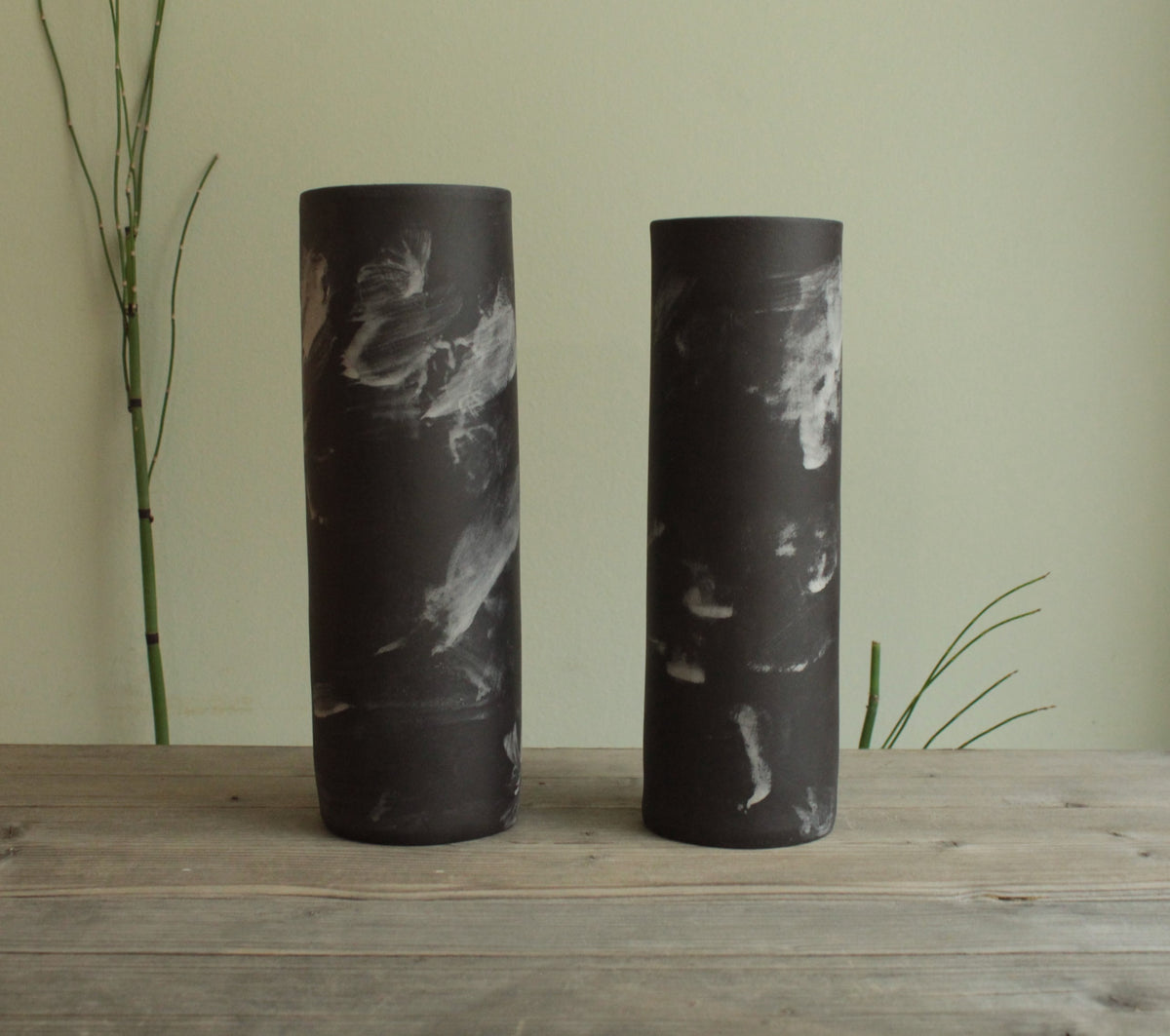 Black cylinder vase