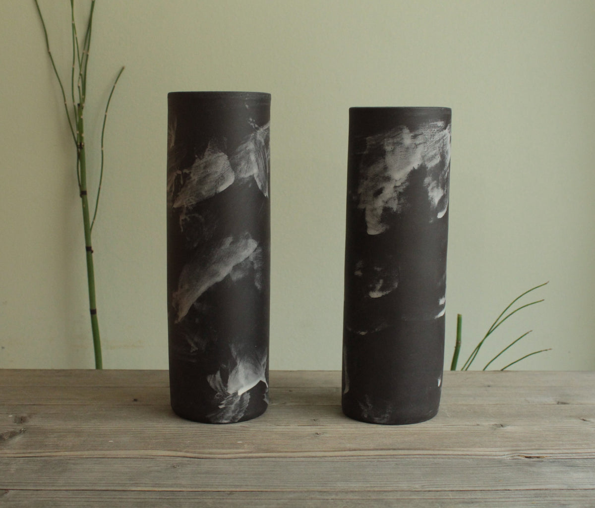Black cylinder vase